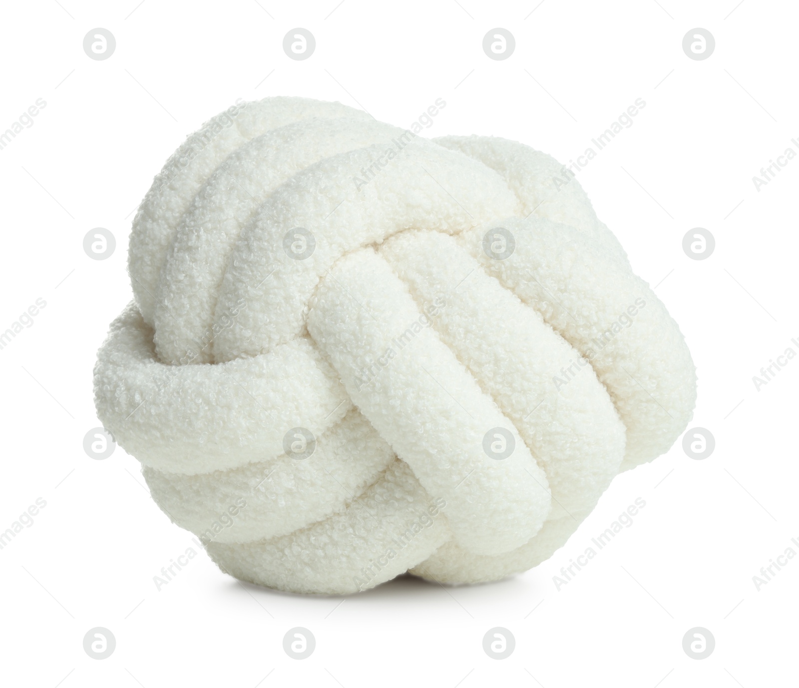 Photo of One soft cushion in shape of knot isolated on white