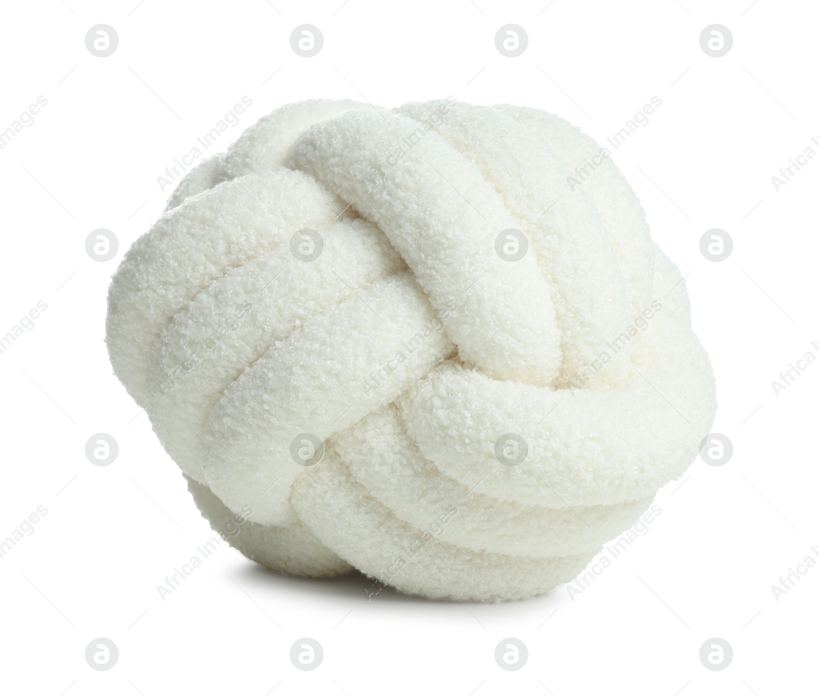 Photo of One soft cushion in shape of knot isolated on white