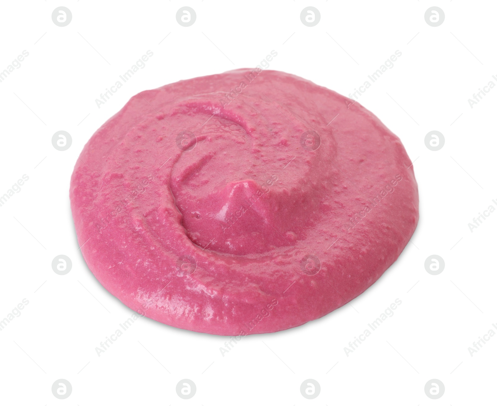 Photo of Sample of tasty beetroot hummus isolated on white