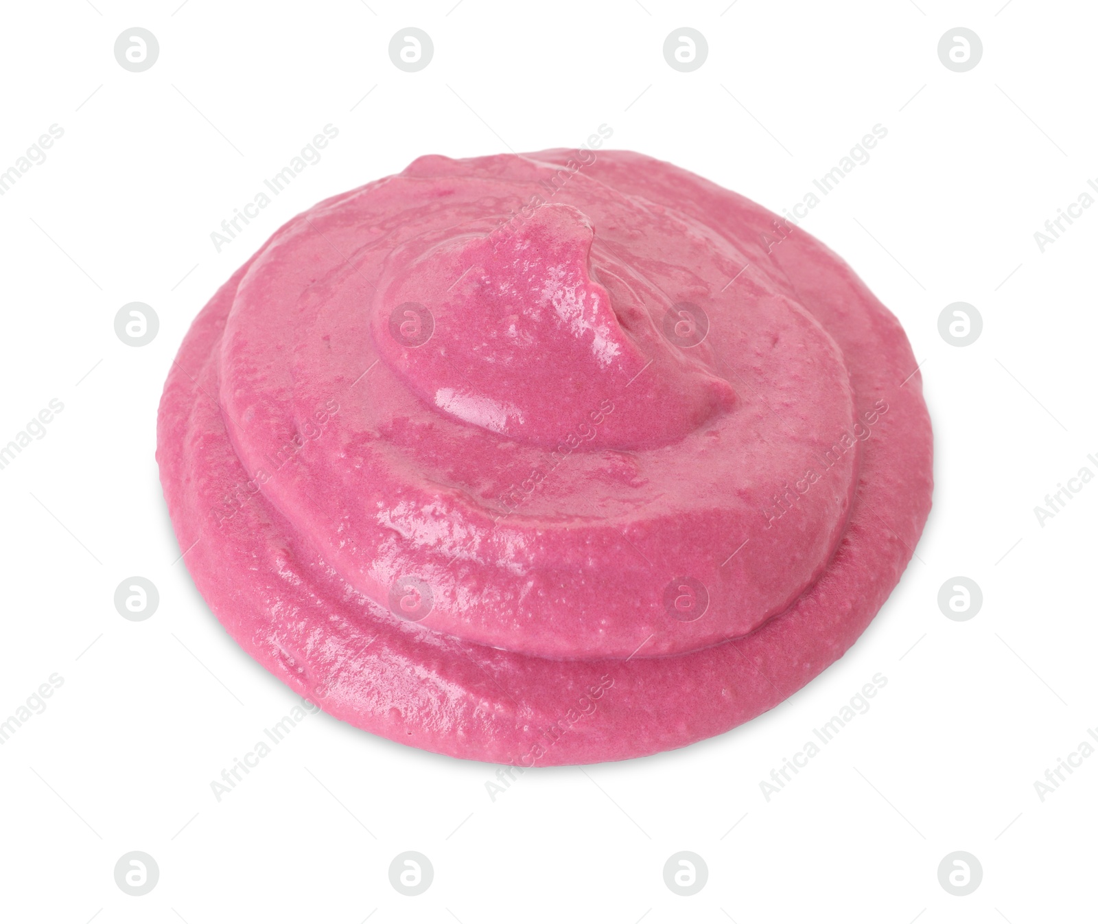 Photo of Sample of tasty beetroot hummus isolated on white