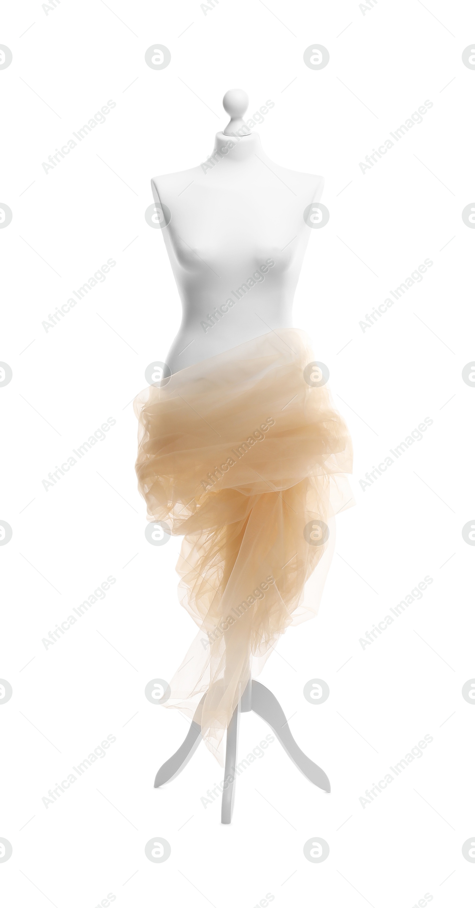 Photo of Mannequin with fabric isolated on white. Creating new outfit