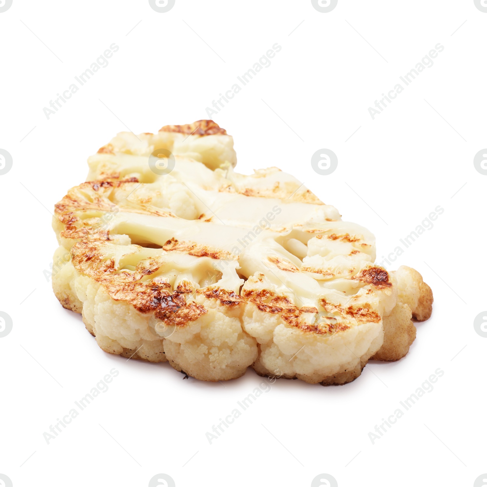 Photo of Delicious grilled cauliflower steak isolated on white