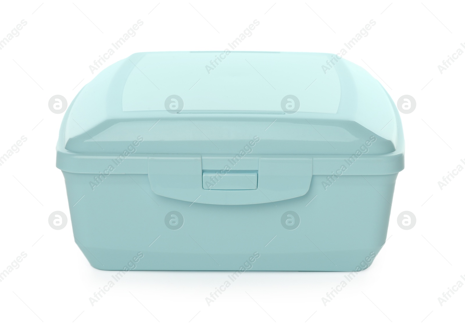 Photo of One plastic lunch box isolated on white