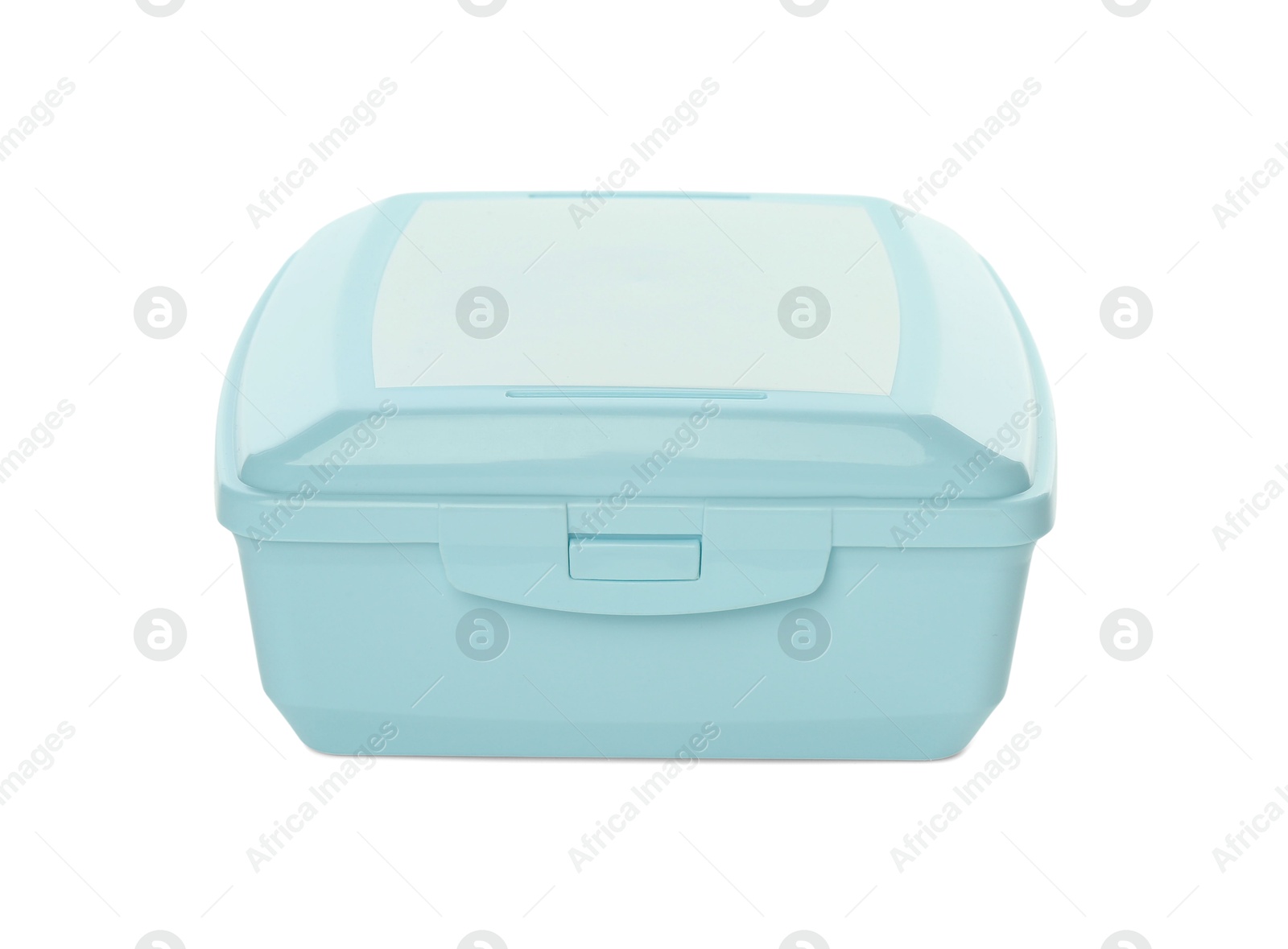 Photo of One plastic lunch box isolated on white