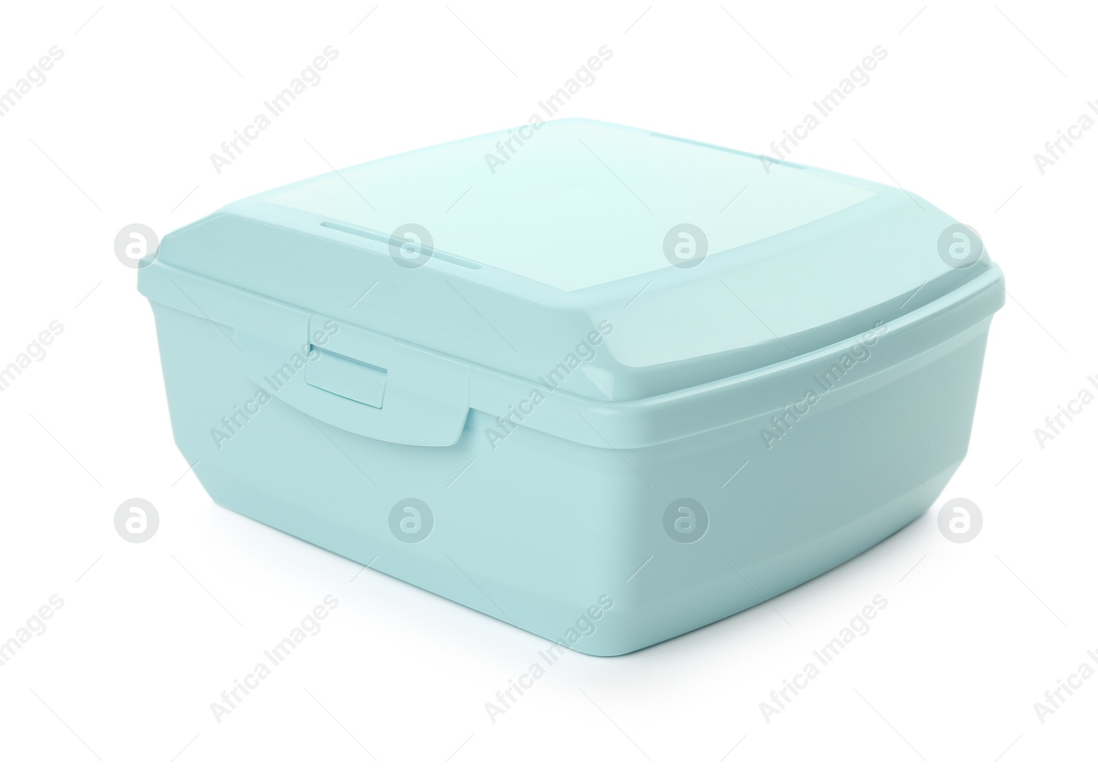 Photo of One plastic lunch box isolated on white