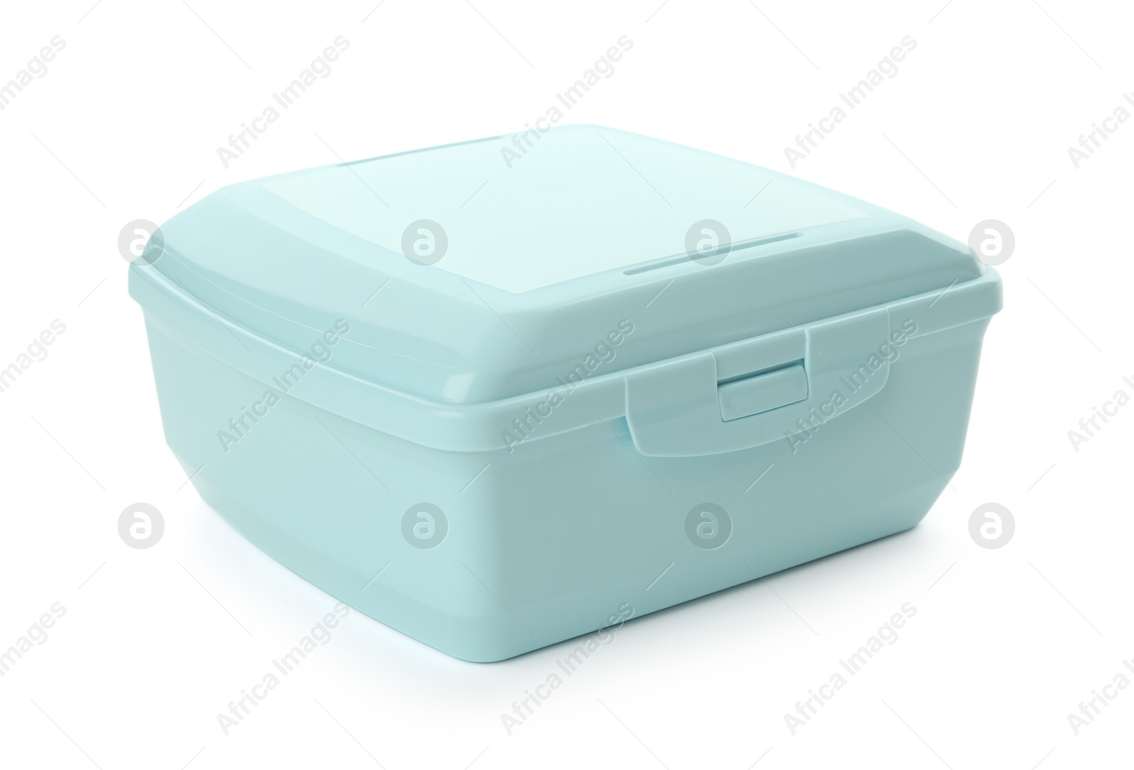 Photo of One plastic lunch box isolated on white