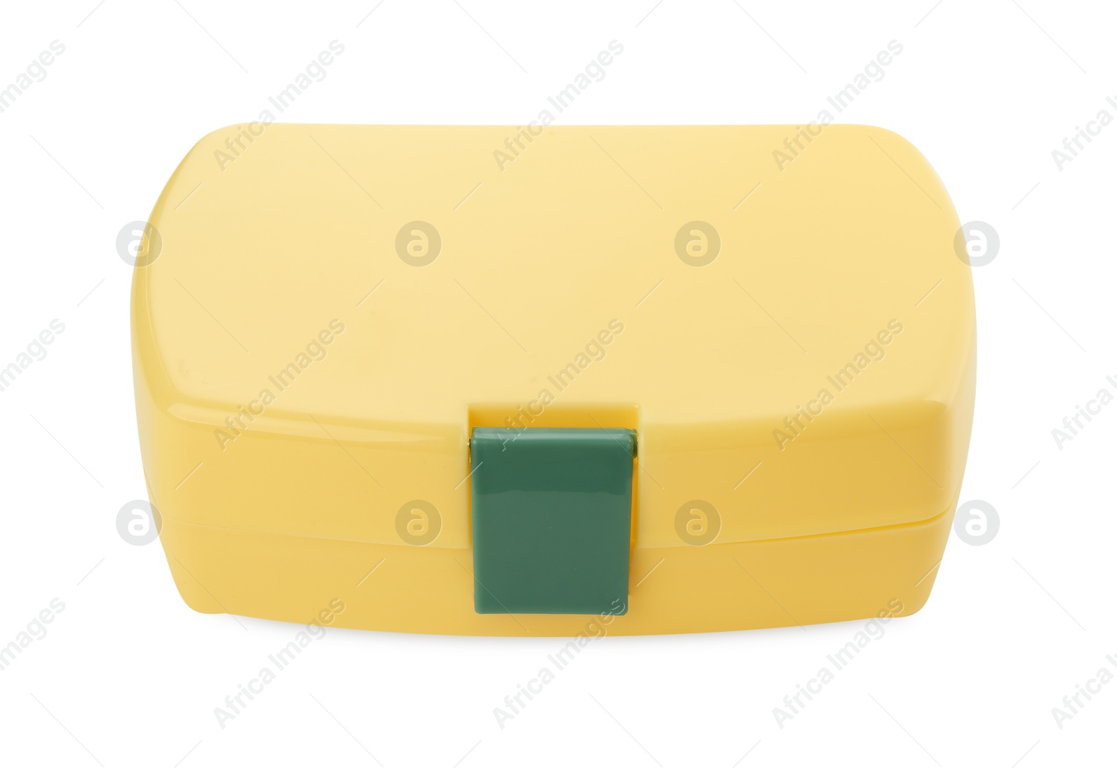 Photo of One plastic lunch box isolated on white