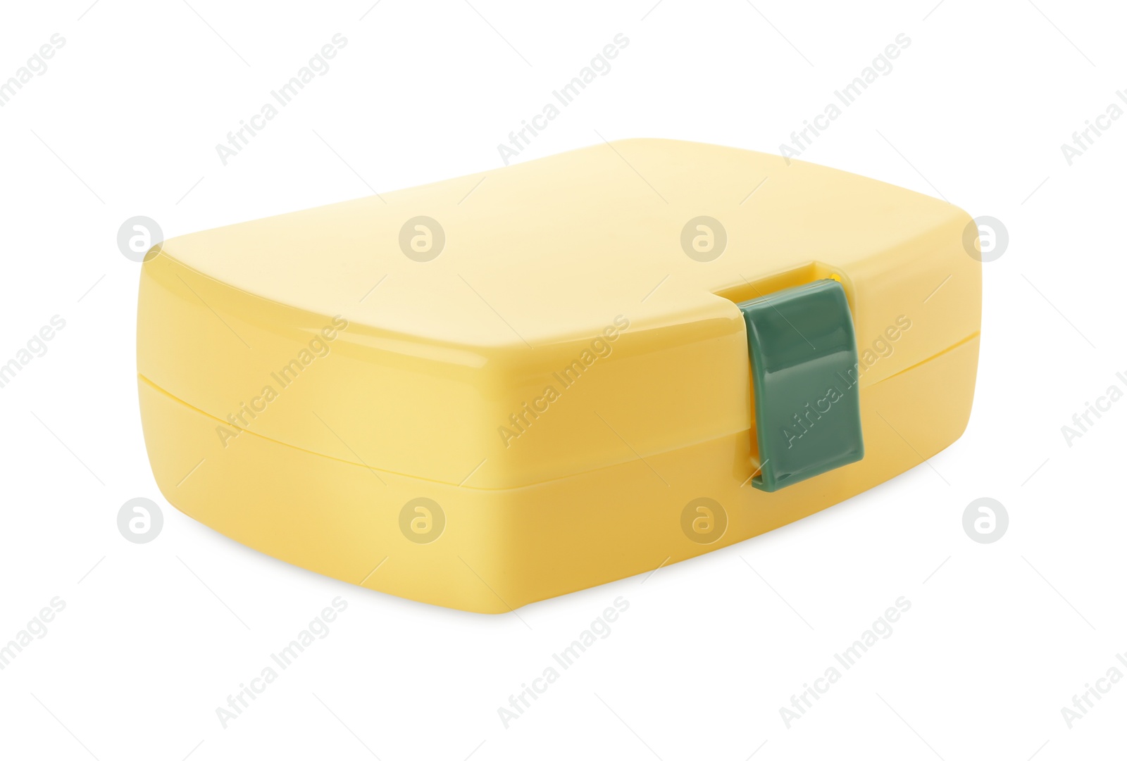 Photo of One plastic lunch box isolated on white