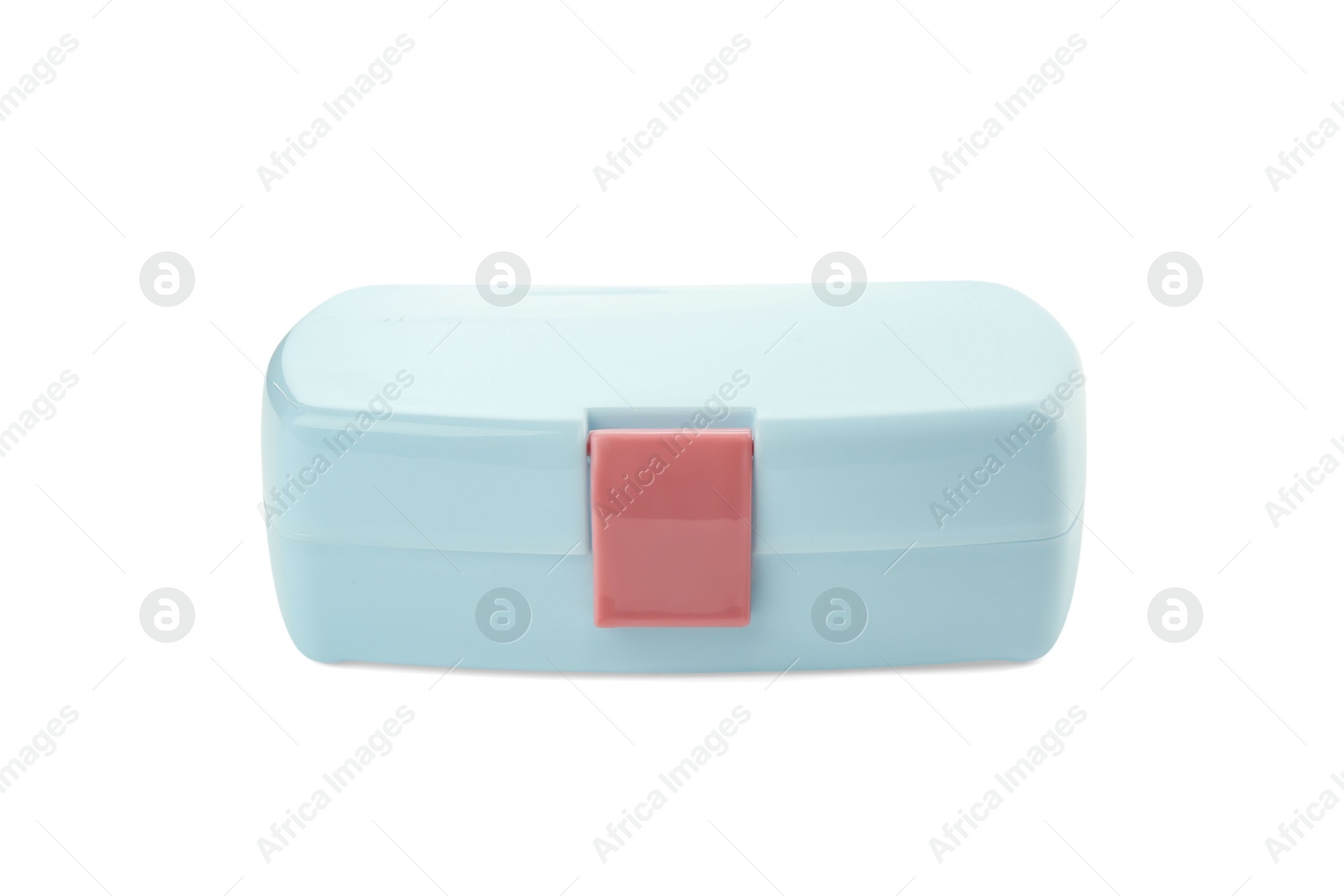 Photo of One plastic lunch box isolated on white