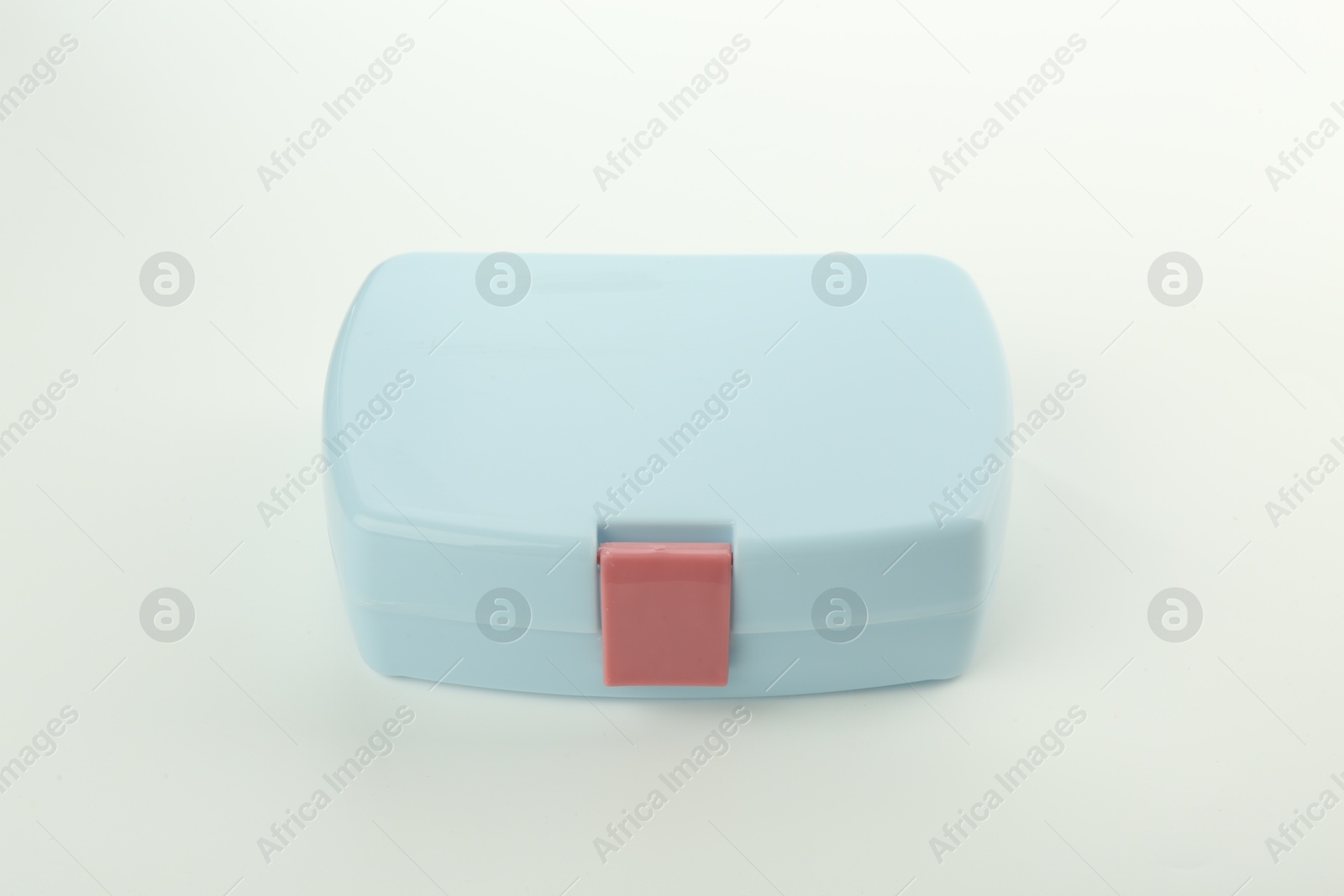 Photo of One plastic lunch box isolated on white