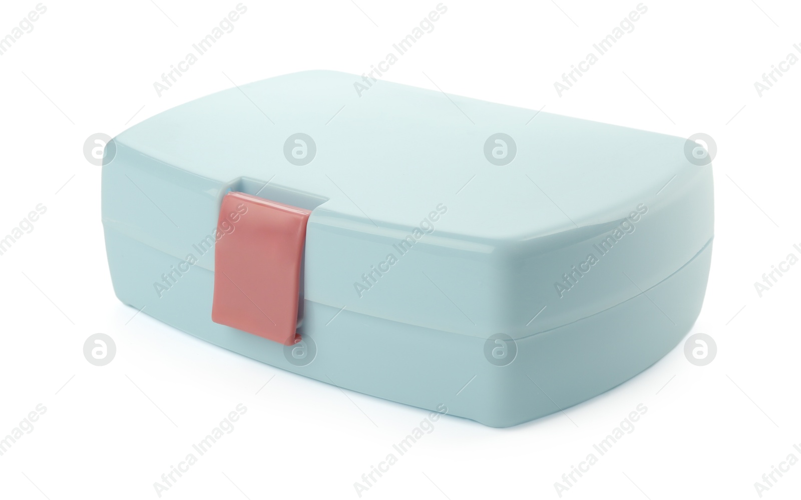 Photo of One plastic lunch box isolated on white