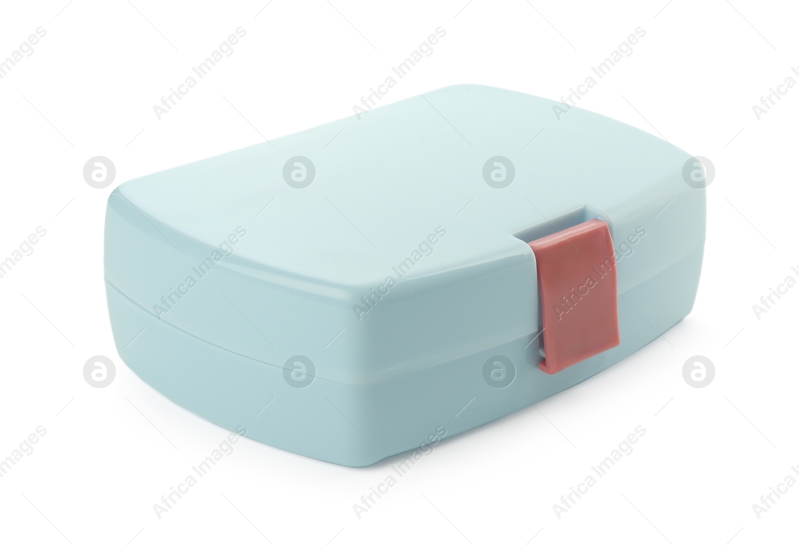 Photo of One plastic lunch box isolated on white