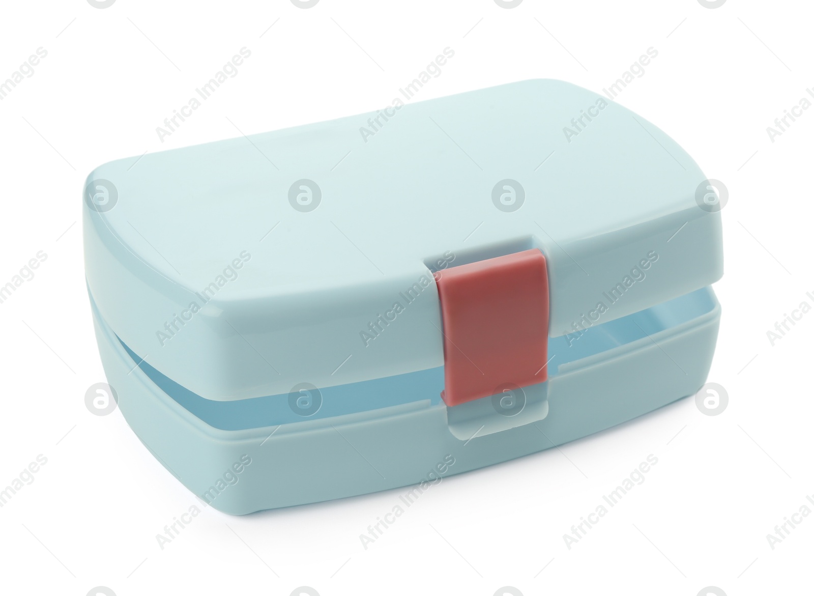 Photo of One plastic lunch box isolated on white