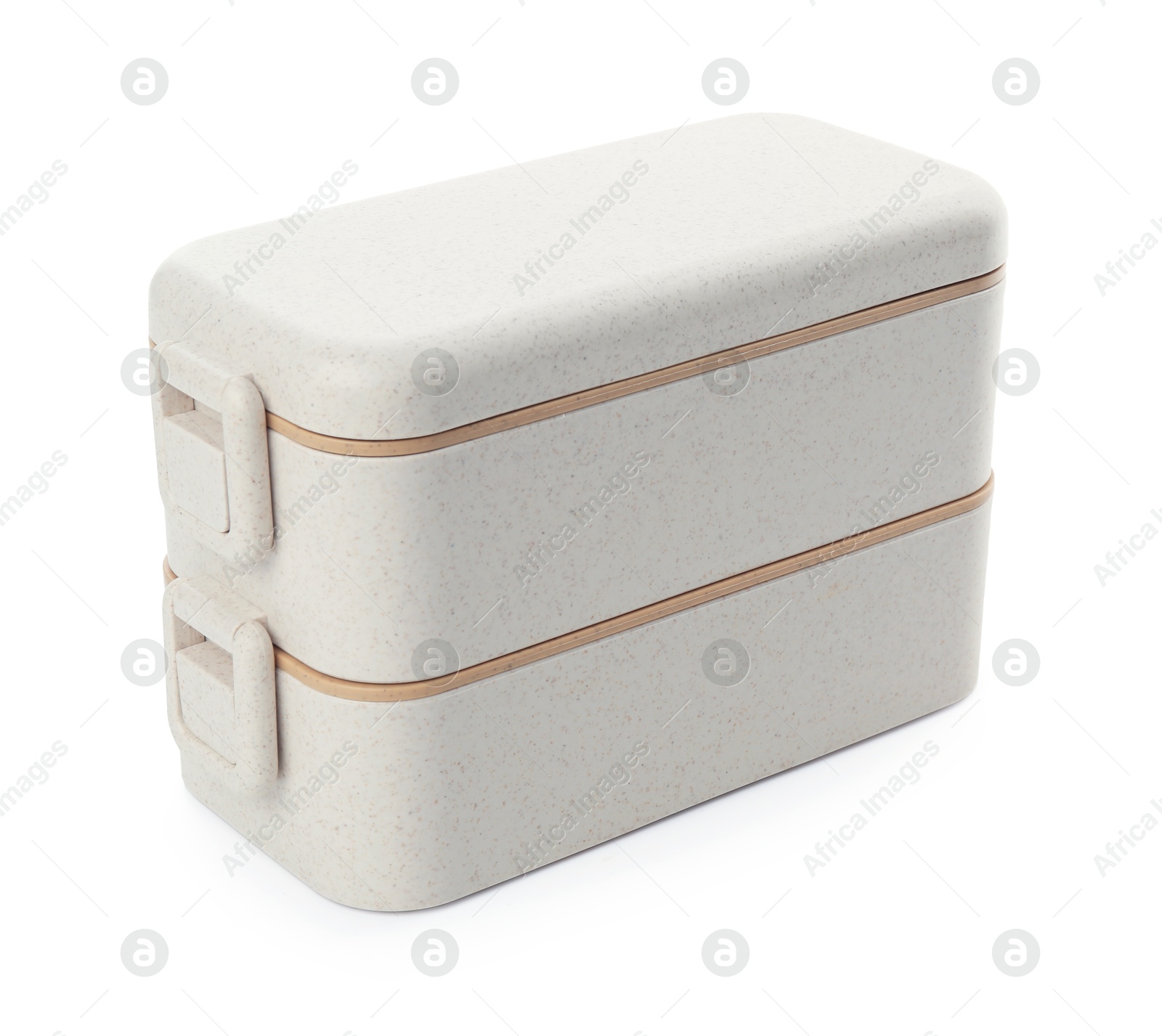 Photo of One plastic lunch box isolated on white