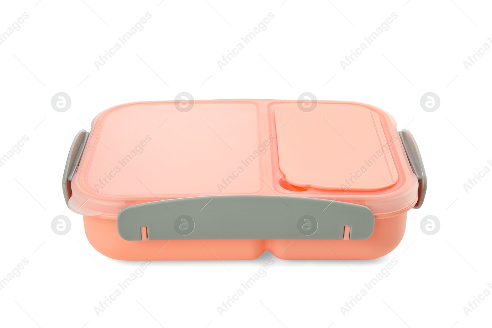 Photo of One plastic lunch box isolated on white