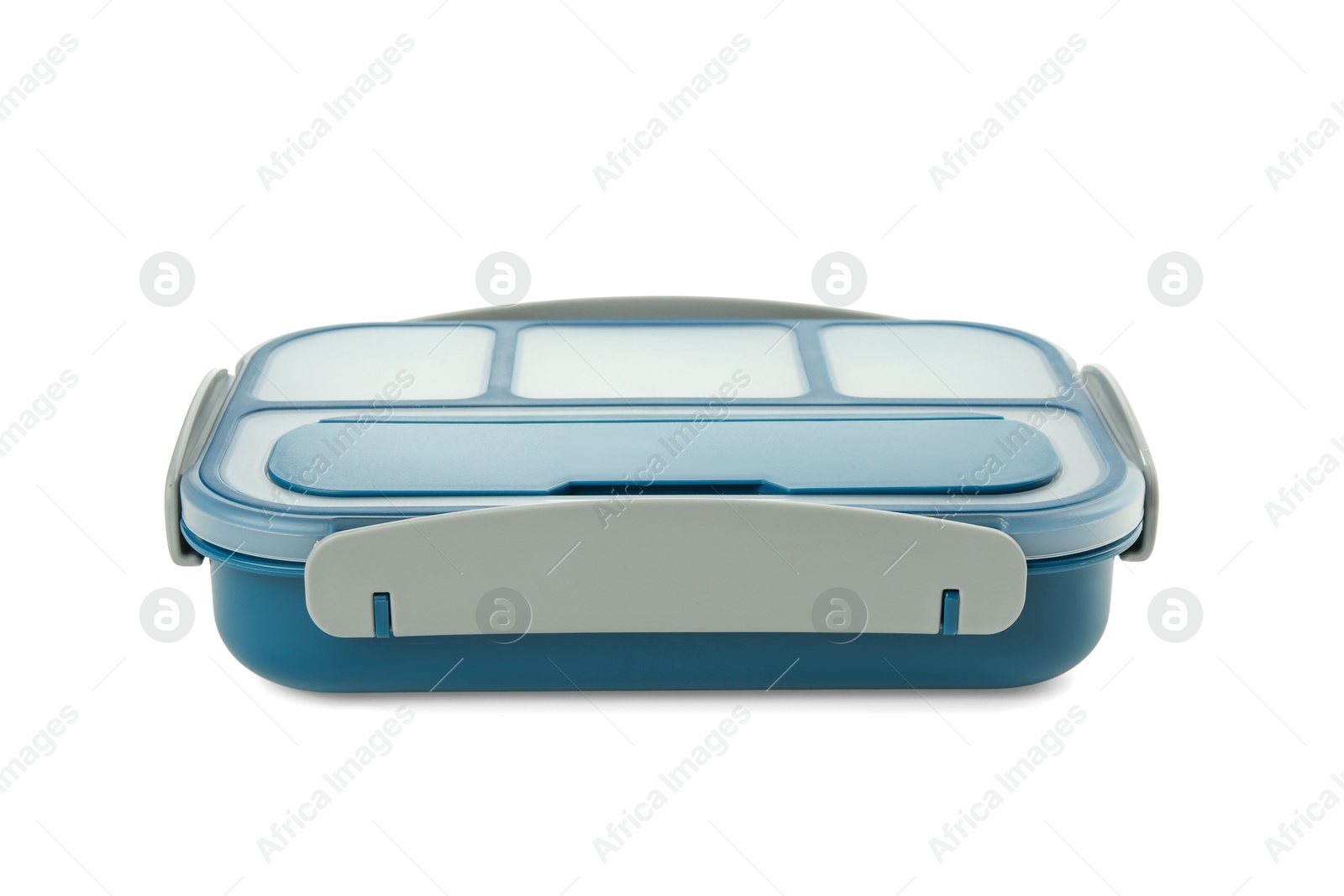 Photo of One plastic lunch box isolated on white