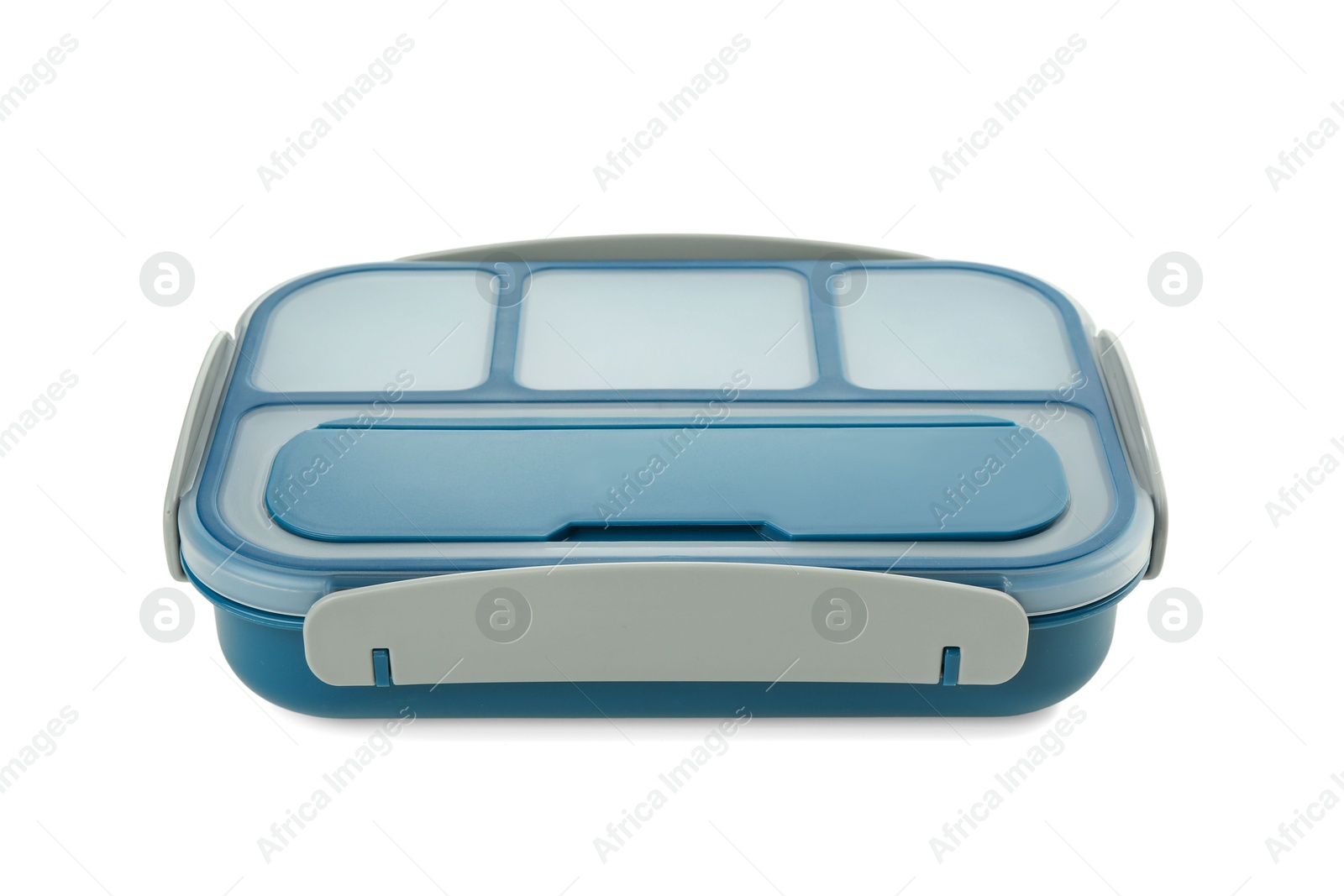 Photo of One plastic lunch box isolated on white