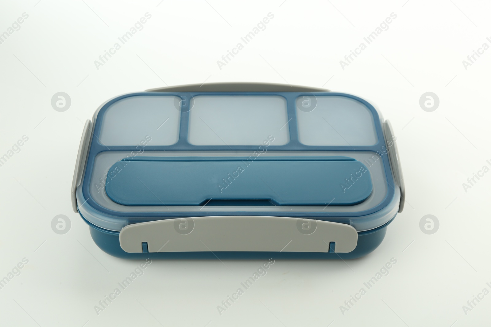 Photo of One plastic lunch box isolated on white