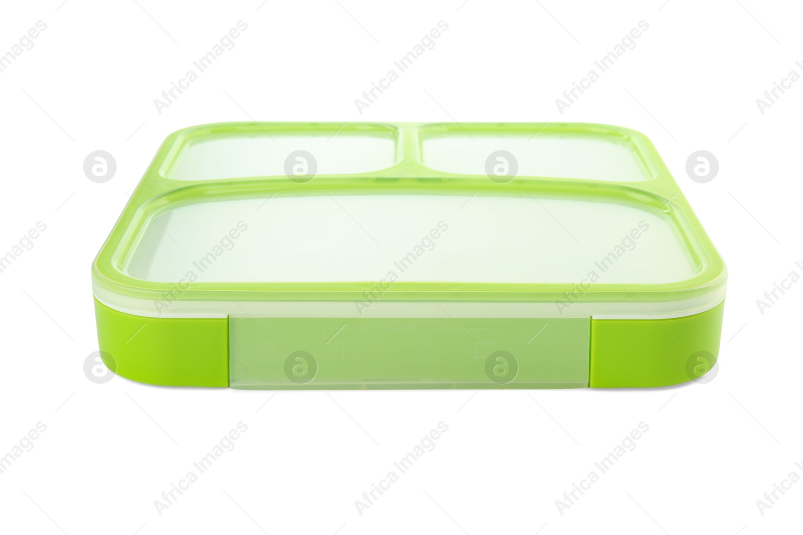 Photo of One plastic lunch box isolated on white