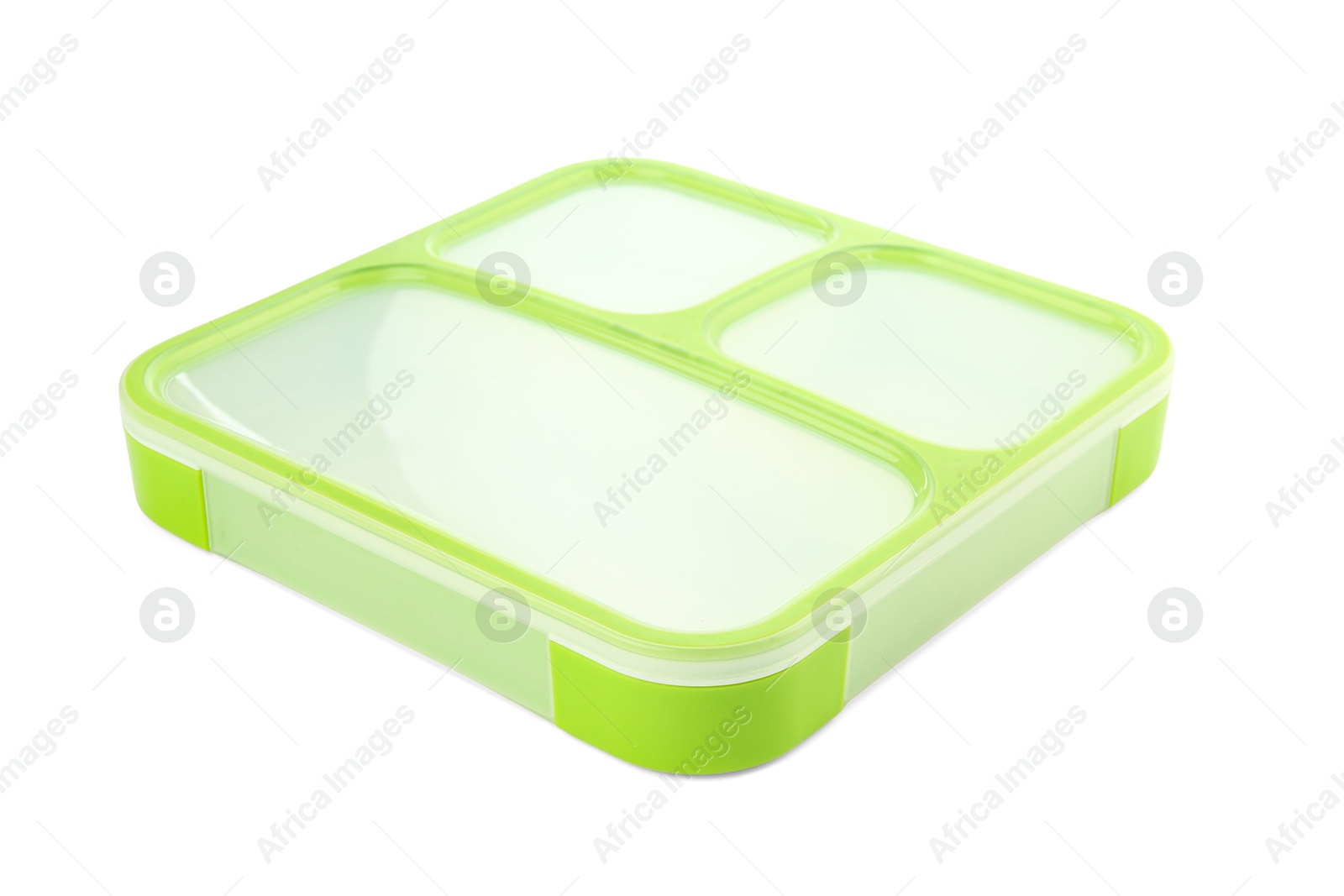 Photo of One plastic lunch box isolated on white