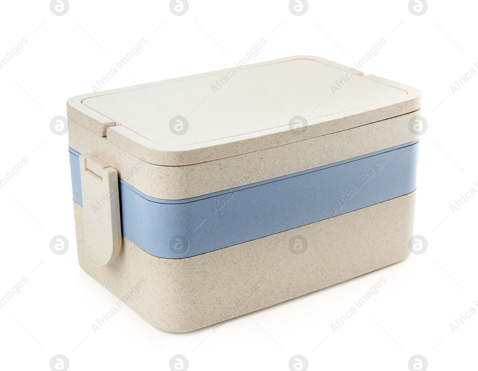 Photo of One plastic lunch box isolated on white