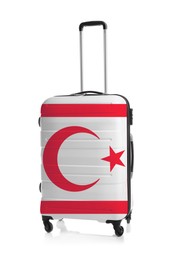 Image of Suitcase painted in national flag of Turkish Republic of Northern Cyprus isolated on white