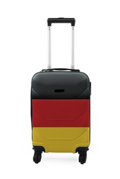 Suitcase painted in national flag of Germany isolated on white