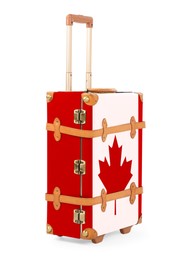 Image of Suitcase painted in national flag of Canada isolated on white