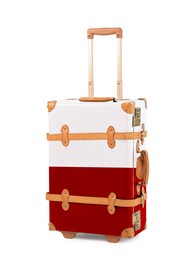 Image of Suitcase painted in national flag of Poland isolated on white