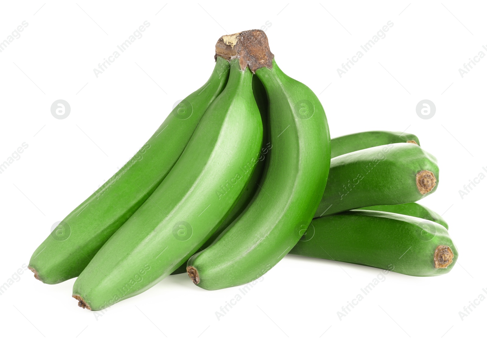 Image of Fresh ripe green bananas isolated on white