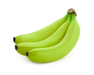 Fresh ripe green bananas isolated on white