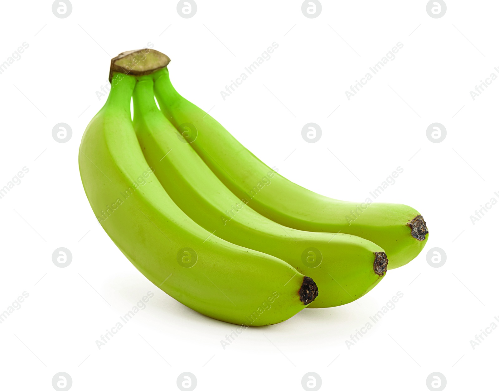 Image of Fresh ripe green bananas isolated on white