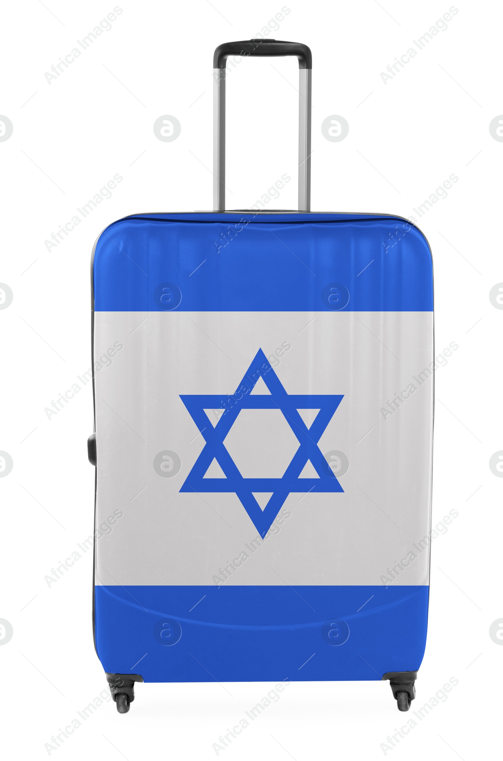 Image of Suitcase painted in national flag of Israel isolated on white