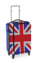 Image of Suitcase painted in national flag of United Kingdom isolated on white