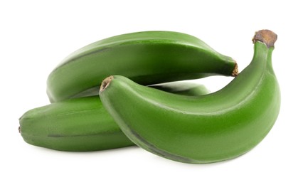 Image of Fresh ripe green bananas isolated on white