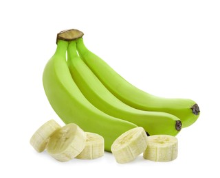 Image of Fresh ripe green bananas isolated on white