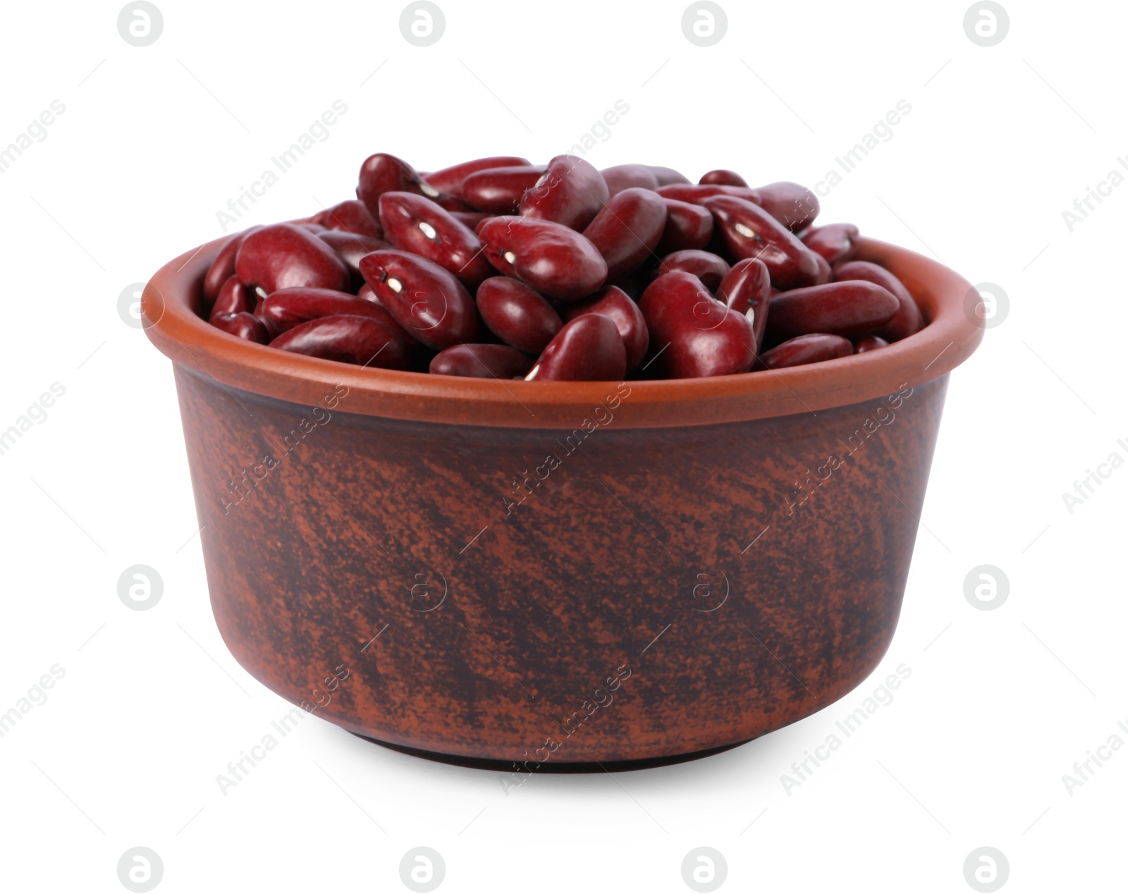 Photo of Dried red beans in bowl isolated on white