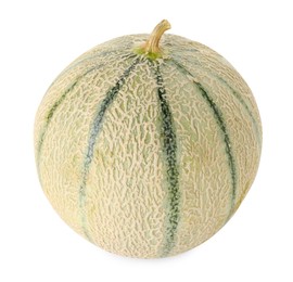 Photo of One whole Cantaloupe melon isolated on white