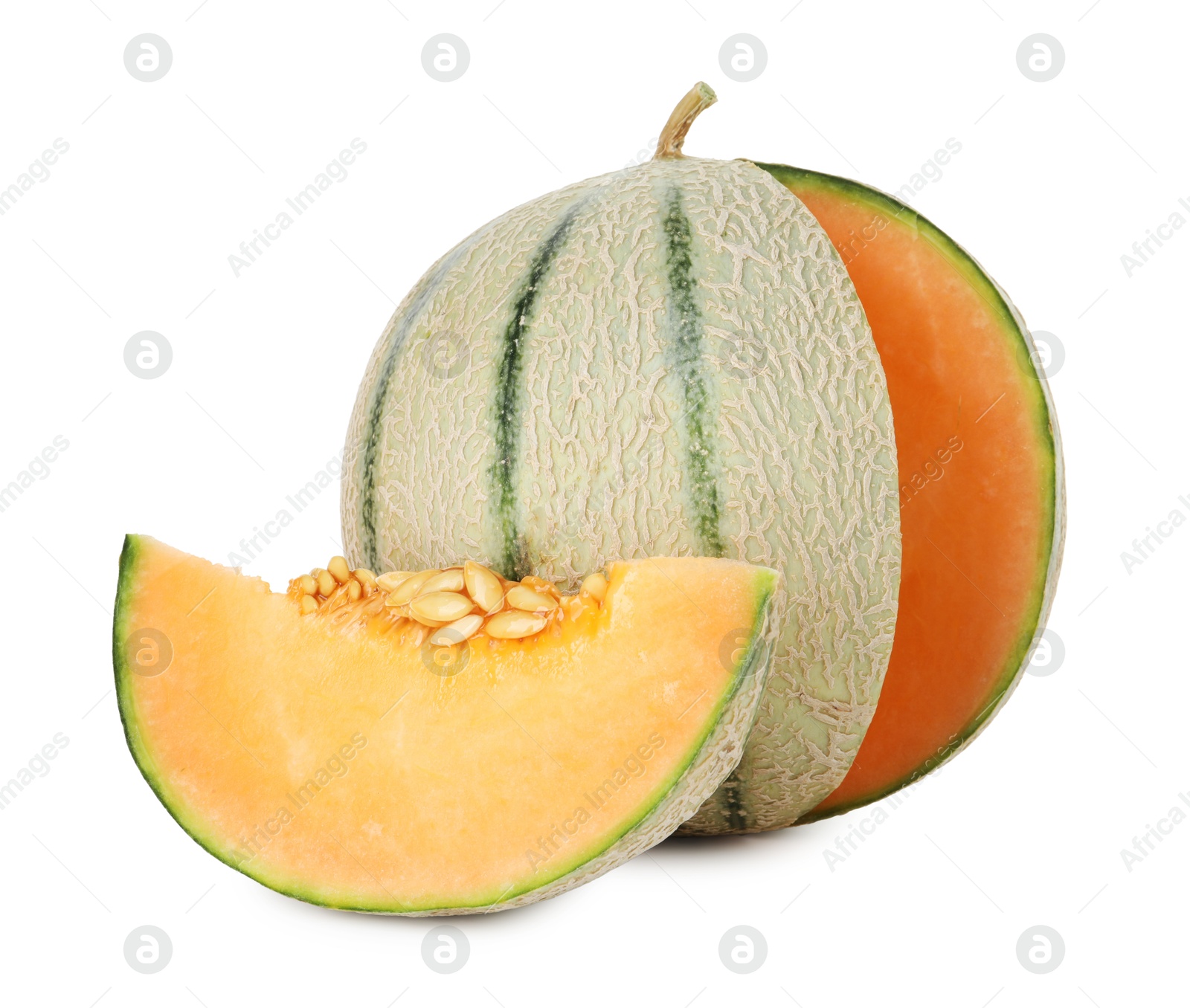 Photo of Fresh ripe Cantaloupe melon isolated on white