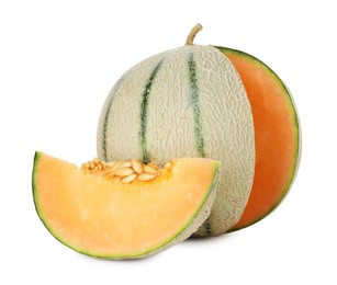 Photo of Fresh ripe Cantaloupe melon isolated on white