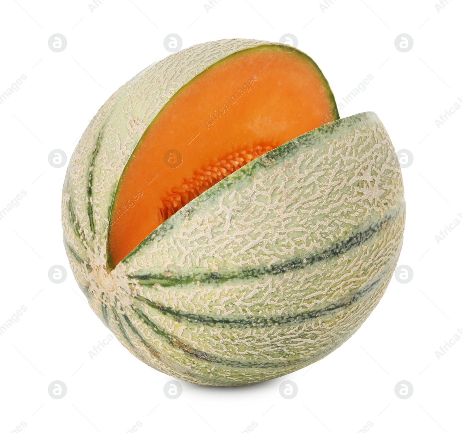 Photo of Fresh ripe Cantaloupe melon isolated on white