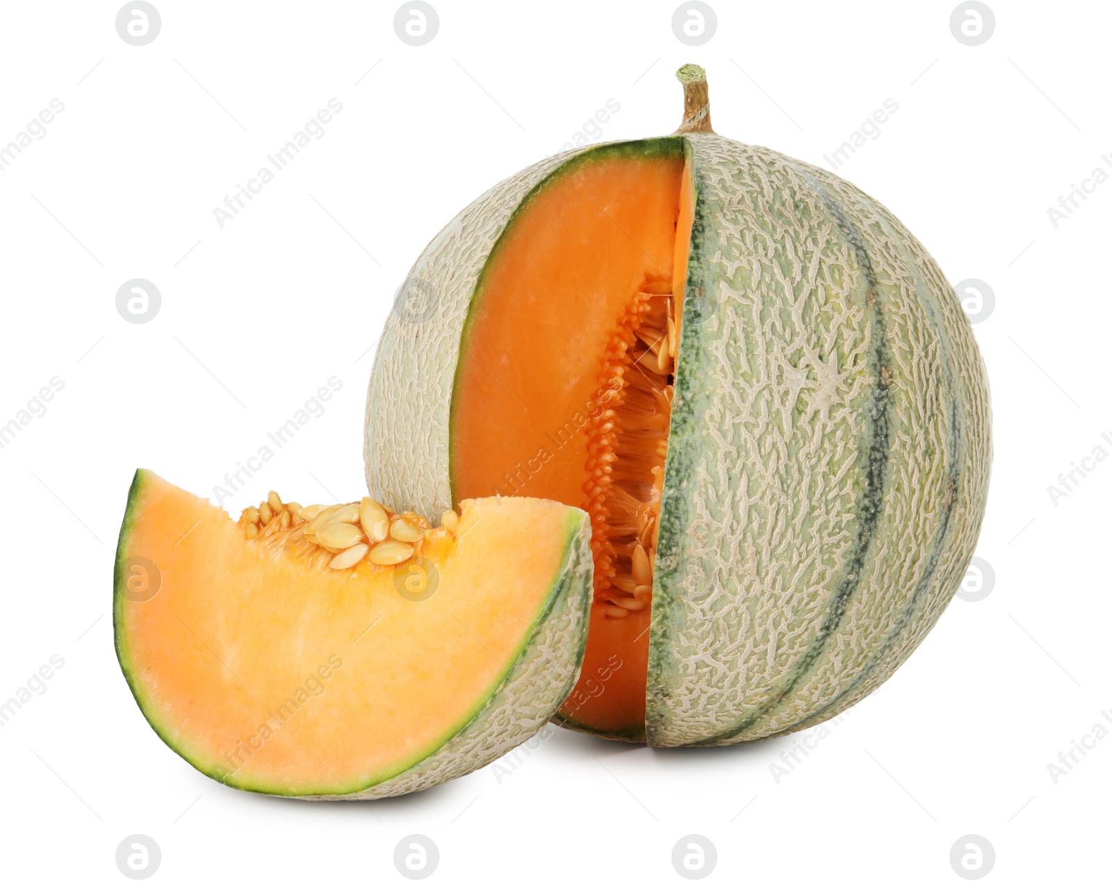 Photo of Fresh ripe Cantaloupe melon isolated on white