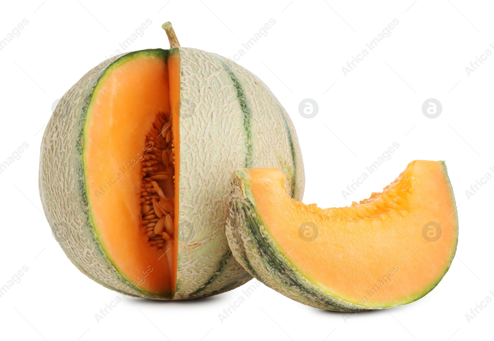 Photo of Fresh ripe Cantaloupe melon isolated on white