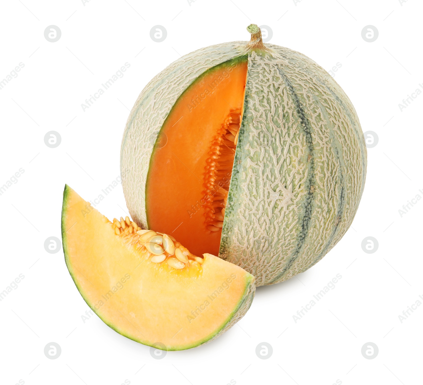 Photo of Fresh ripe Cantaloupe melon isolated on white