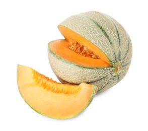 Photo of Fresh ripe Cantaloupe melon isolated on white