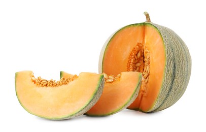 Fresh ripe Cantaloupe melon isolated on white