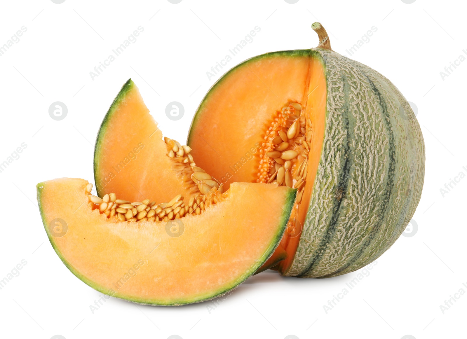 Photo of Fresh ripe Cantaloupe melon isolated on white