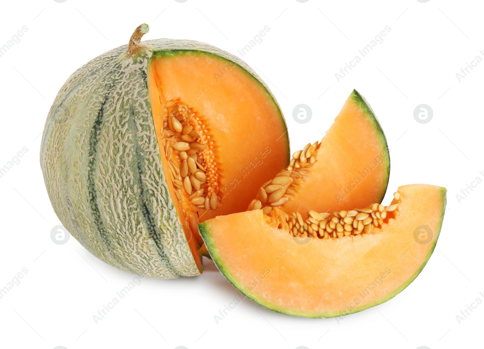 Photo of Fresh ripe Cantaloupe melon isolated on white