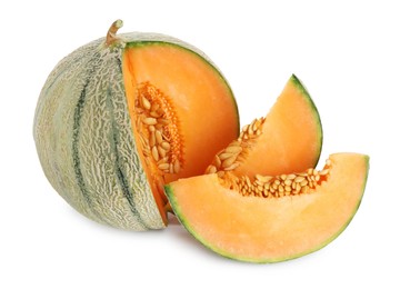 Fresh ripe Cantaloupe melon isolated on white