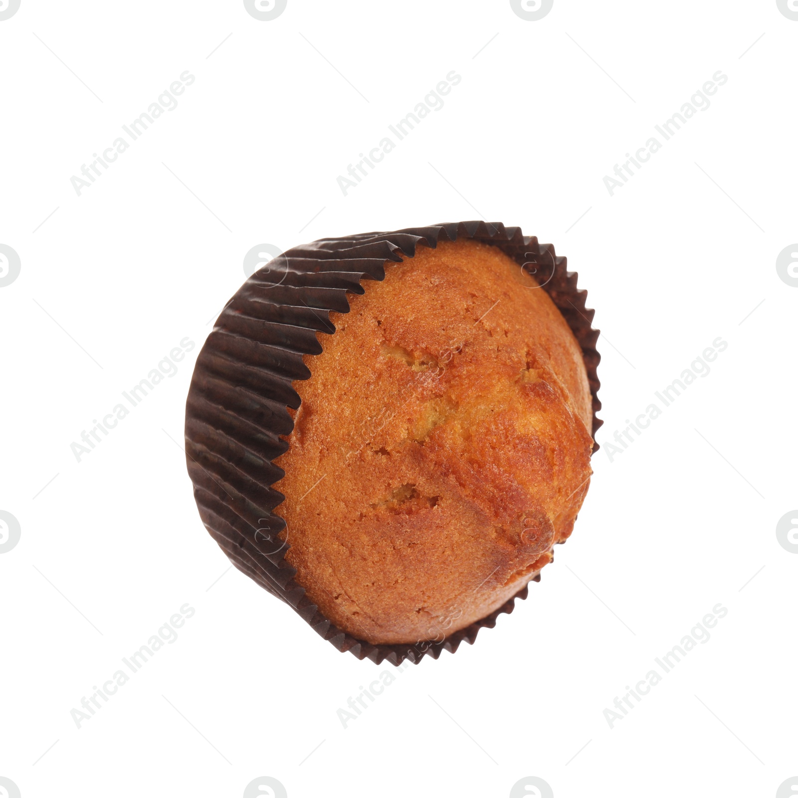 Photo of One delicious sweet muffin isolated on white